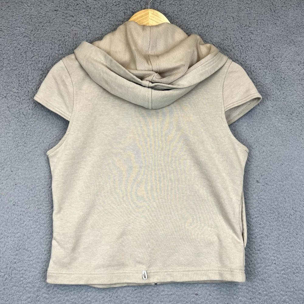Harley Davidson Short Sleeve Tan Zip Up Vest Hoodie Top Women's Sz M embroidered - Picture 2 of 8